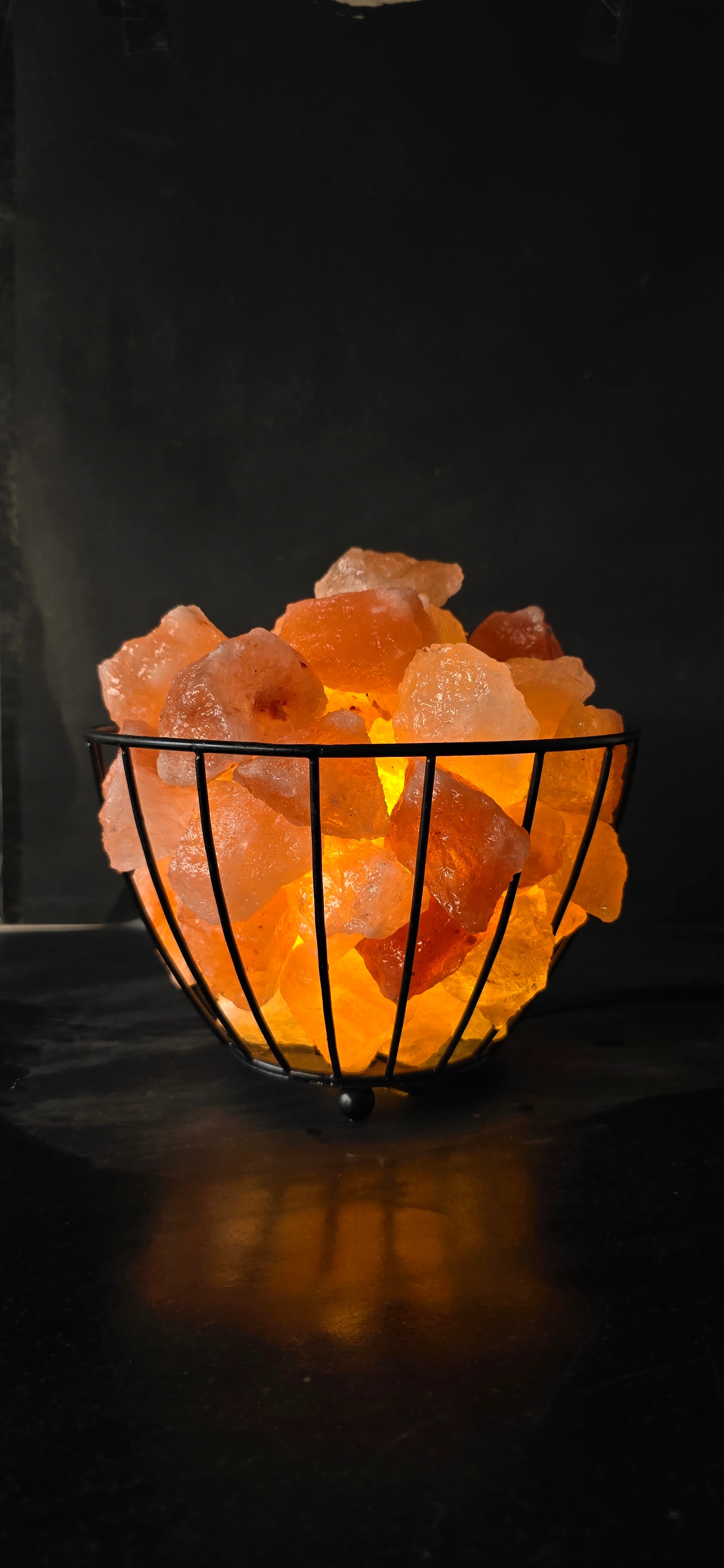 Oval Himalayan Pink Salt Basket Lamp