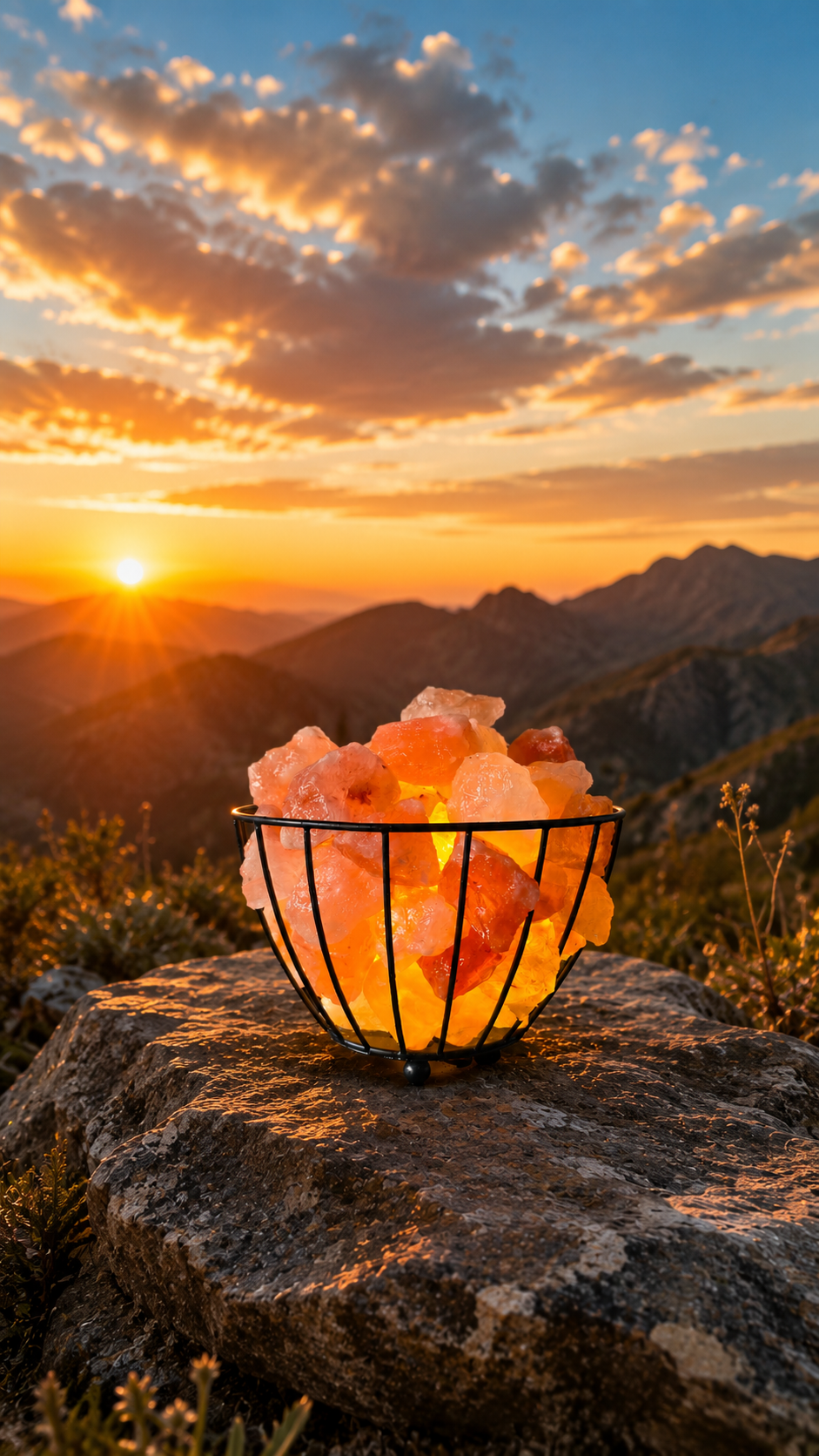 Oval Himalayan Pink Salt Basket Lamp