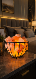 Oval Himalayan Pink Salt Basket Lamp