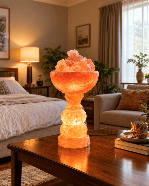 Premium Crystal Fire Bowl Himalayan Salt Lamp | Pink Salt Decor Pakistan