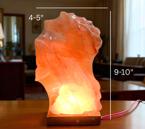 Horse carved Himalayan pink salt lamp glowing
