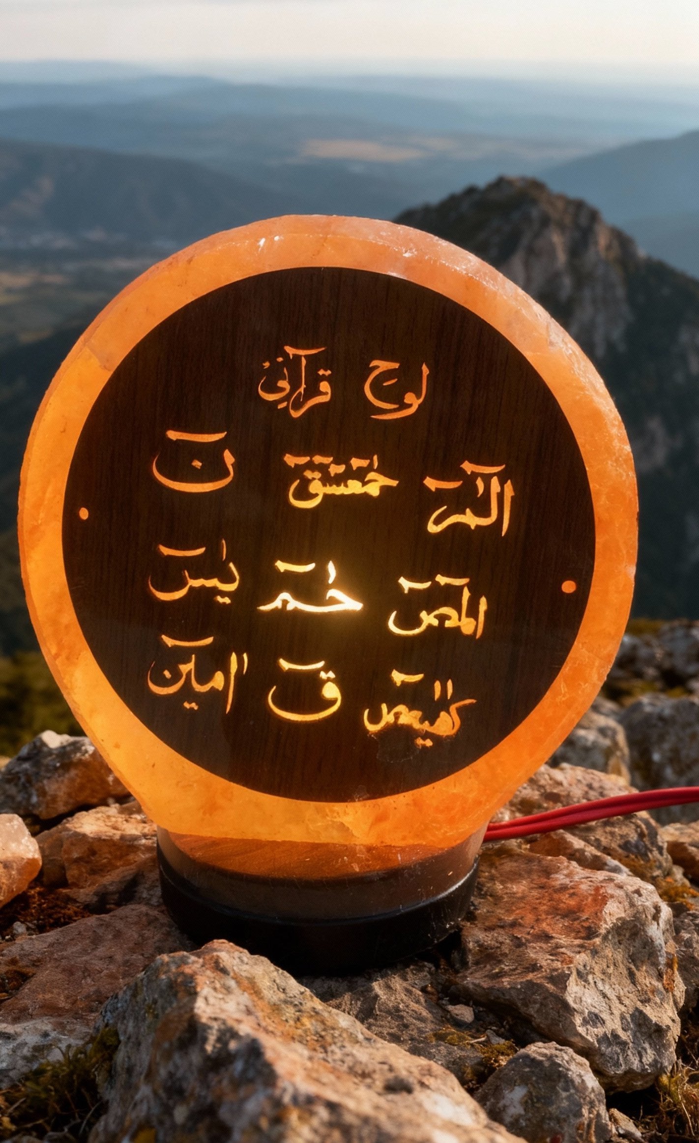Blessed Loh-e-Qurani Himalayan Salt Lamp – Artistic Islamic Pink Salt Table Decor