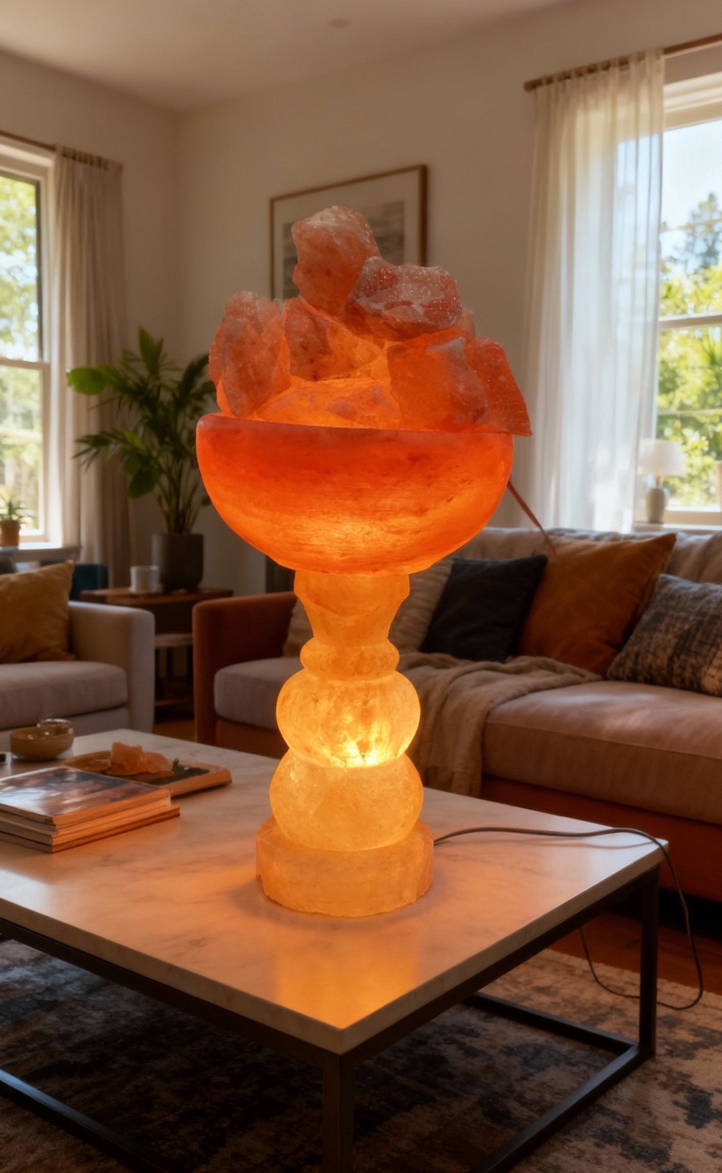 Premium Crystal ‘Fire Bowl’ Salt Lamp 🔥🥣
